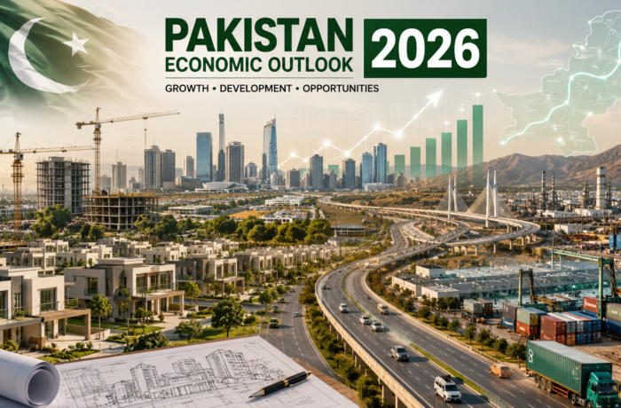 Pakistan economic growth 2026 showing infrastructure projects, urban development, investment opportunities, CPEC 2.0 initiatives and construction activity across major cities.